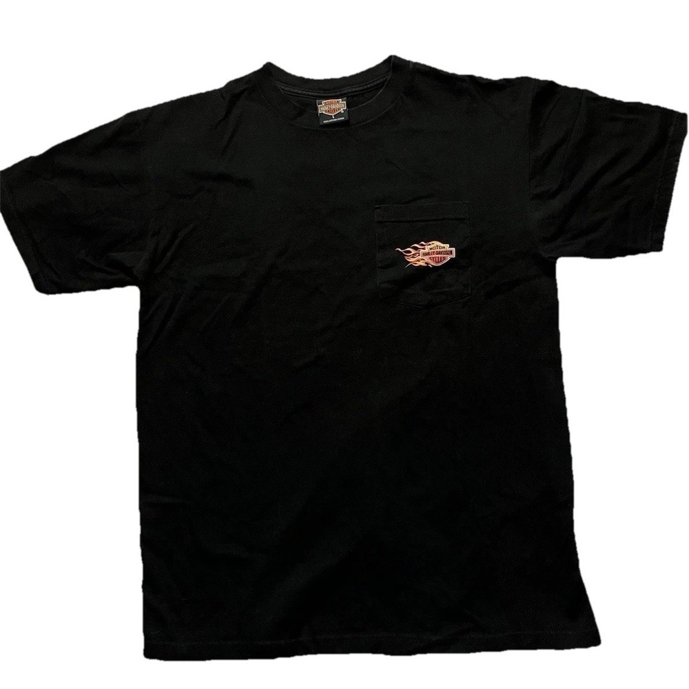 Harley-Davidson Shirt Mens L Black Made in USA Las Vegas‎ Graphic 1999 VTG